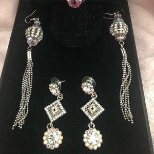 🆕 Sparkle💎Bubble Gum PINK🎀 2 pr Earrings &Ring